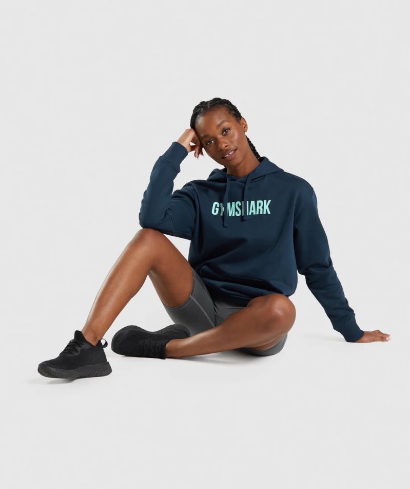 Bluzy Z Kapturem Gymshark Apollo Oversized Damskie Granatowe | PL 647TVA